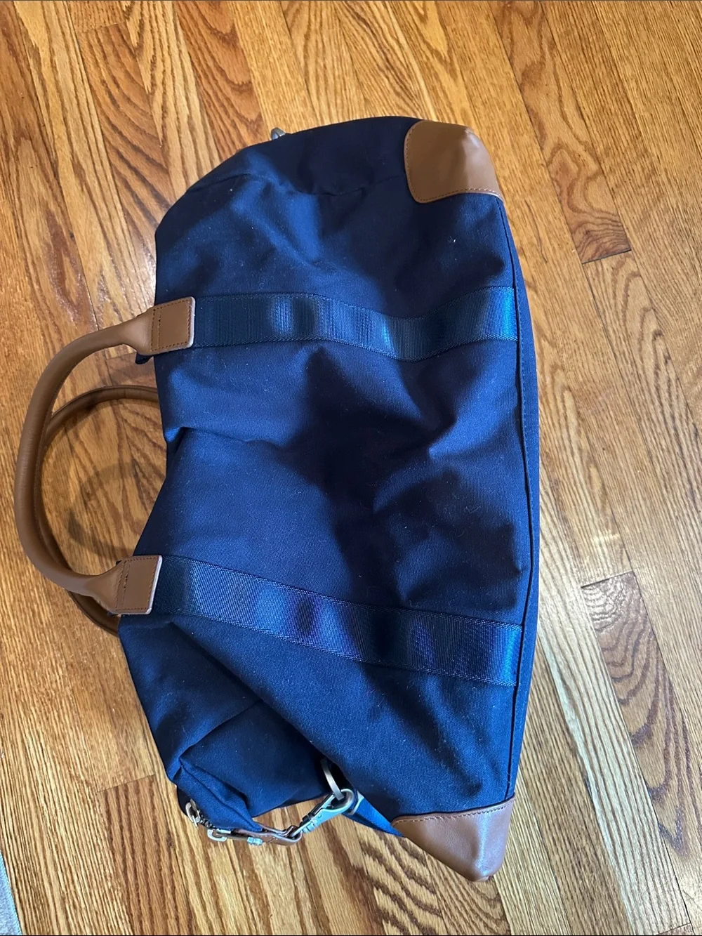 Brooks Brothers x NY Rangers Navy Duffel Bag with Brown Accents